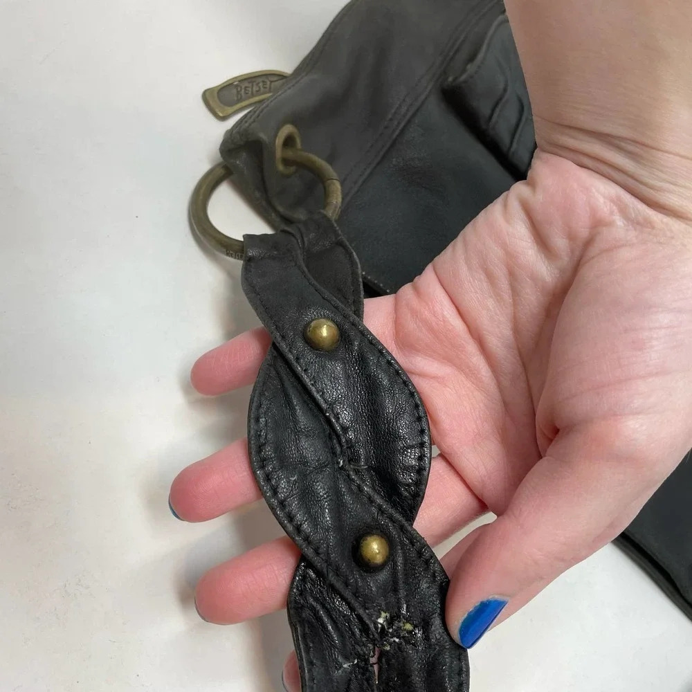Betsy Johnson Vintage Black Vegan Leather Western Horseshoe Shoulder Bag - Picture 7 of 12